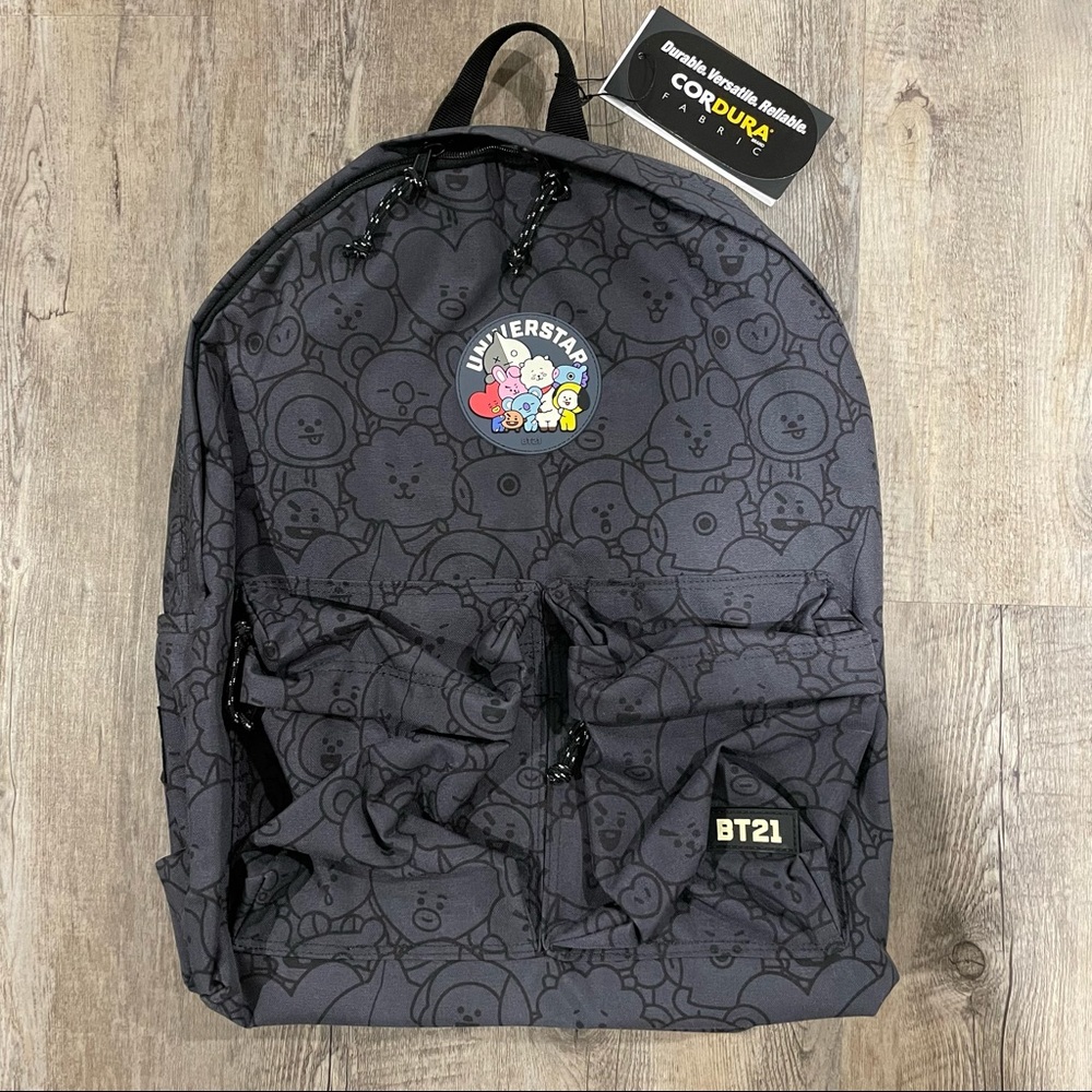 BTS BT21 20 Heart Waggle Waggle Two Pocket Backpack Laptop Holder